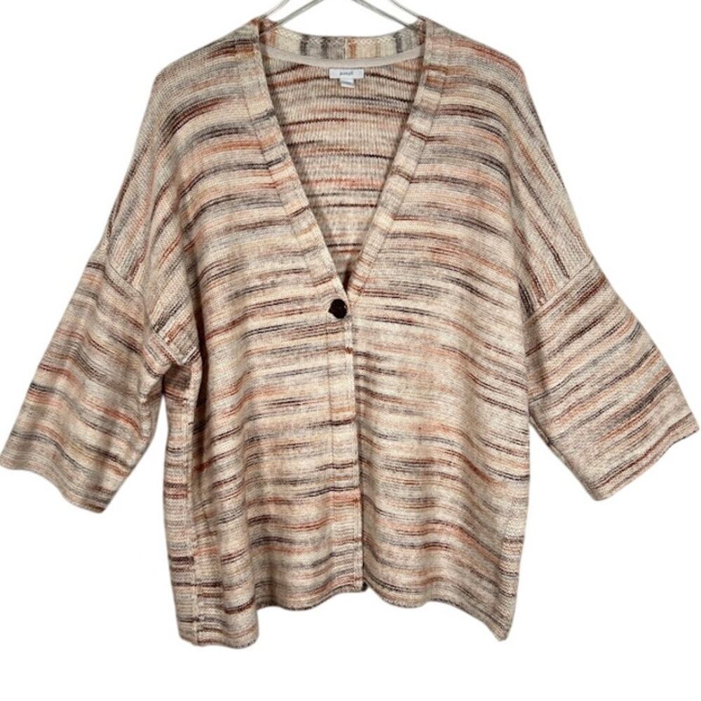Pure Jill Women's Space-Dyed Cardigan Sweater XL 3/4 Sleeve Cotton Blend Knitted
